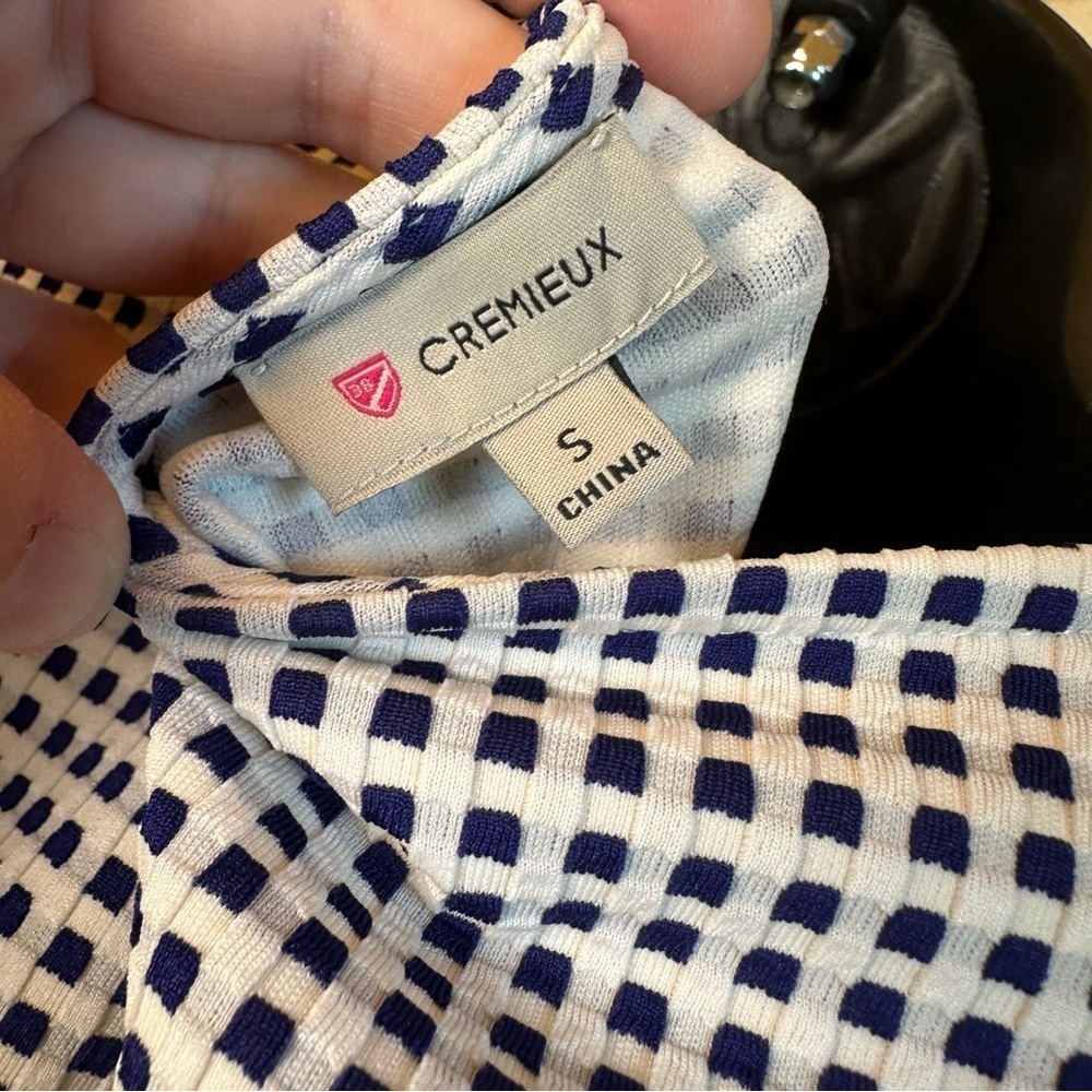 Cremieux Women's Small KNT Connie Tie Navy White Check Sleeveless Side Tie NWT - Picture 8 of 10